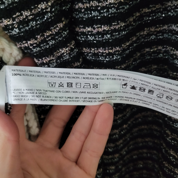 New Twinset Milano Sz M Jacquard Luxury Designer Cardigan Sweater Jacket Fringe - Picture 10 of 12